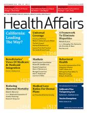 The cover of the September 2018 issue of Health Affairs