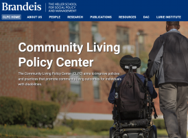 A screen shot of the Community Living Policy Center website at Brandeis University