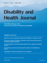 Cover image of the journal Disability and Health Journal