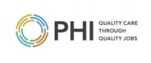 Circular logo with text "PHI: Quality Care Through Quality Jobs"